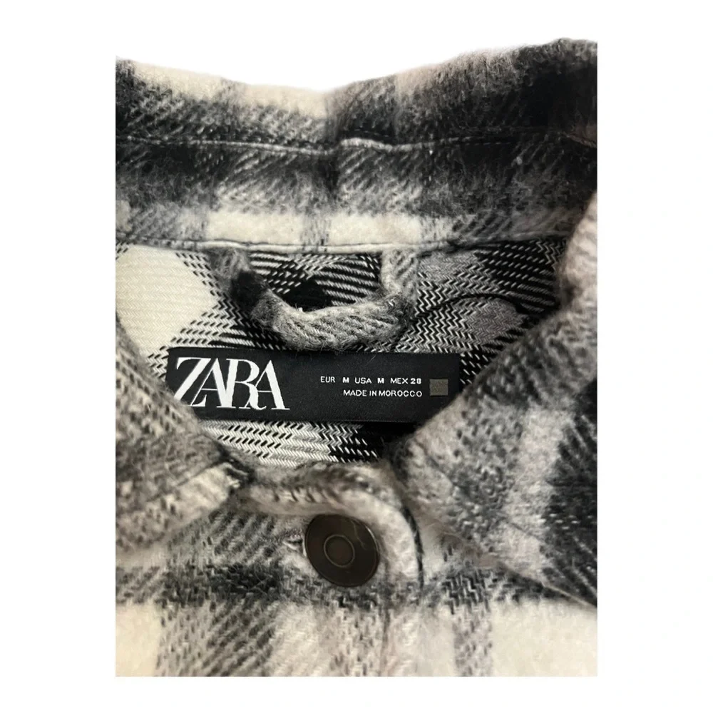 Zara Wool Blend Plaid Overshirt Medium - Picture 7 of 11